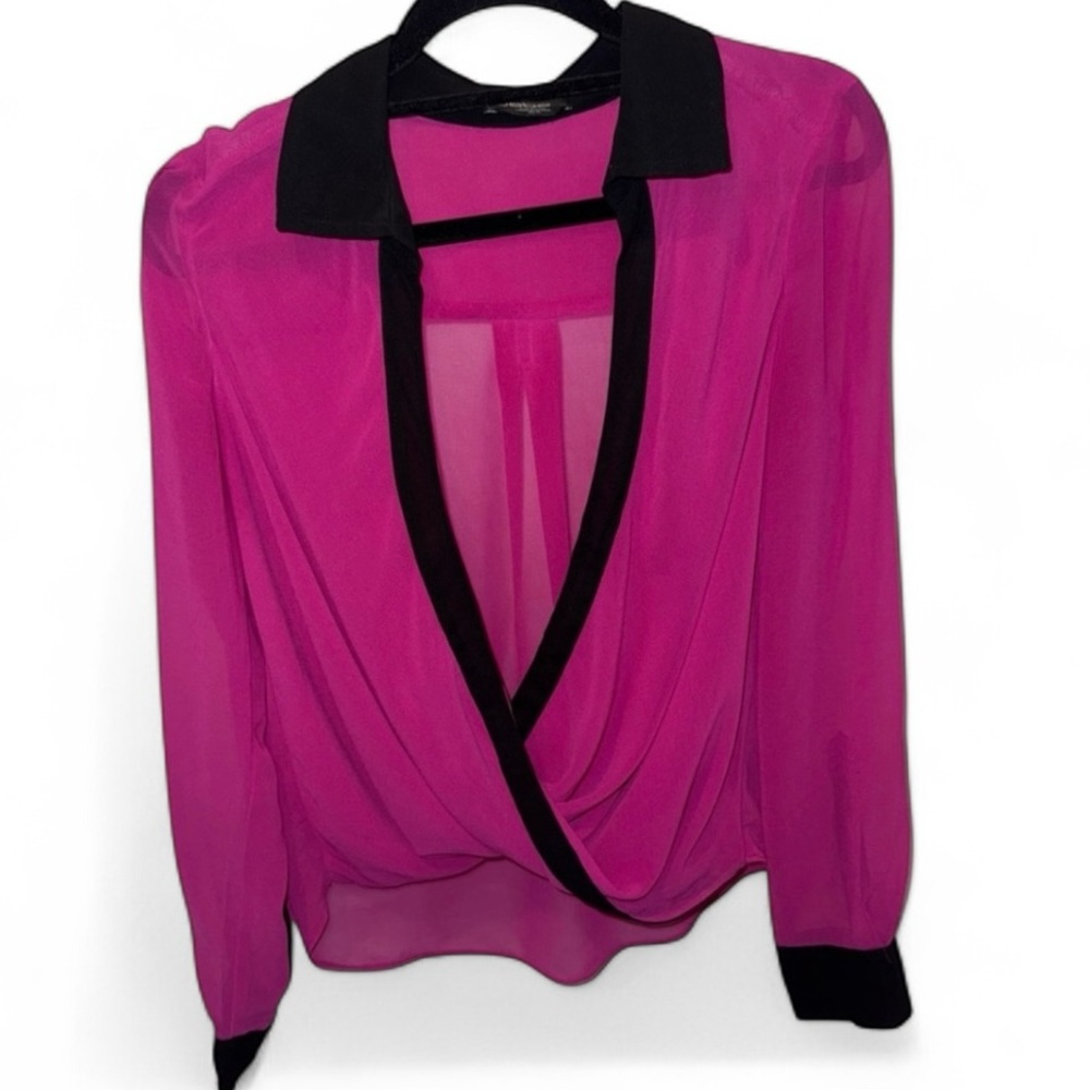 Bebe Magenta Chiffon Blouse